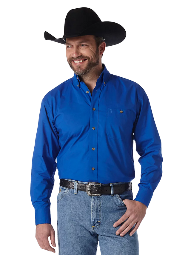 Wrangler Men's George Solid Blue Shirt