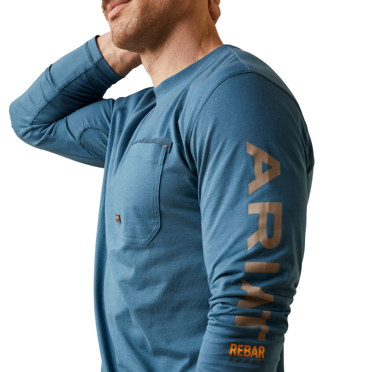 Ariat Clothing Men's Rebar Workman Logo Blue Shirt
