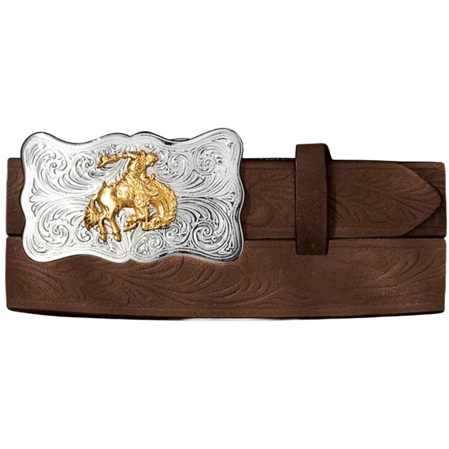 Justin Youth Boy's Bucking Bronco Brown Belt