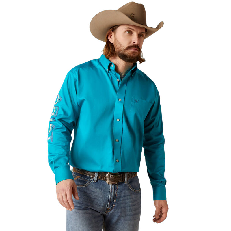 Ariat Men's Team Logo Twill Classic Blue Shirt