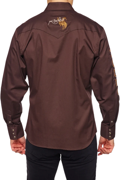Avalon Men's Solid Rodeo Brown Shirt