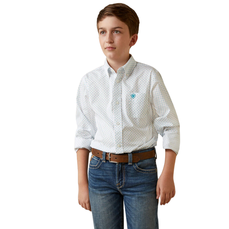 Ariat Youth Boy's Kaine Classic Fit White Shirt