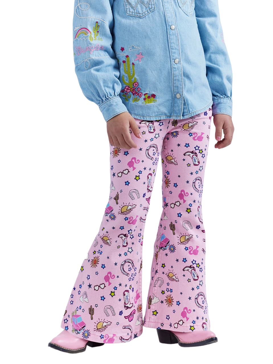 Wrangler Youth Girl's Barbie Trumpet Flare In Pinnacle Pink Jeans