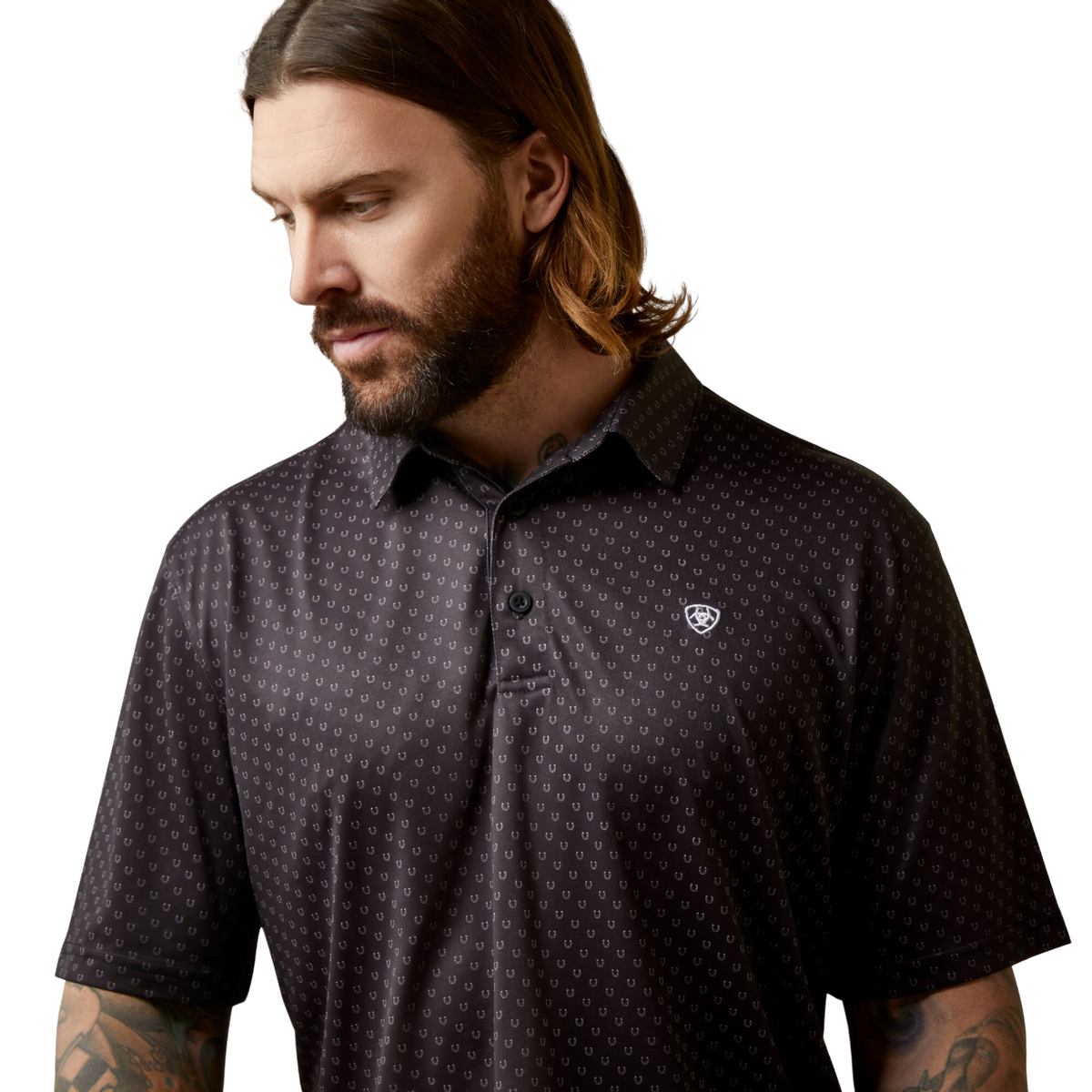 Ariat Men's Black All Over Print Polo