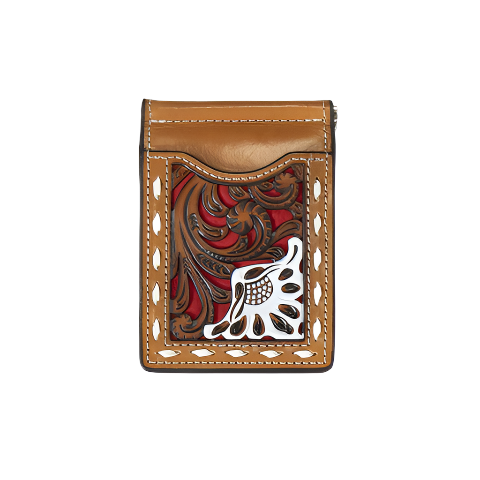 Nocona Men's Floral Money Clip Brown Wallet
