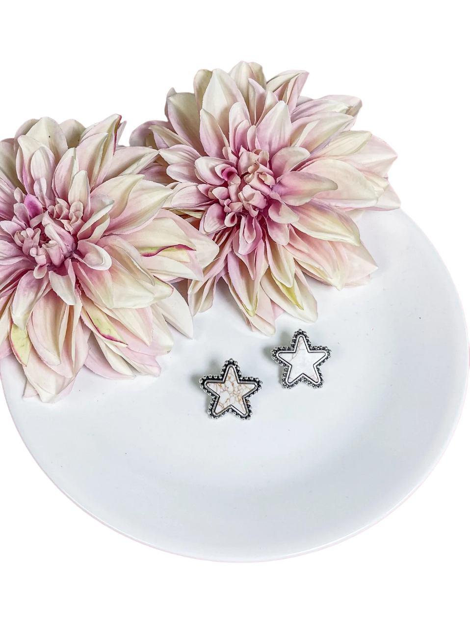 Southern Grace Women's The Moon & The Stars White Earrings