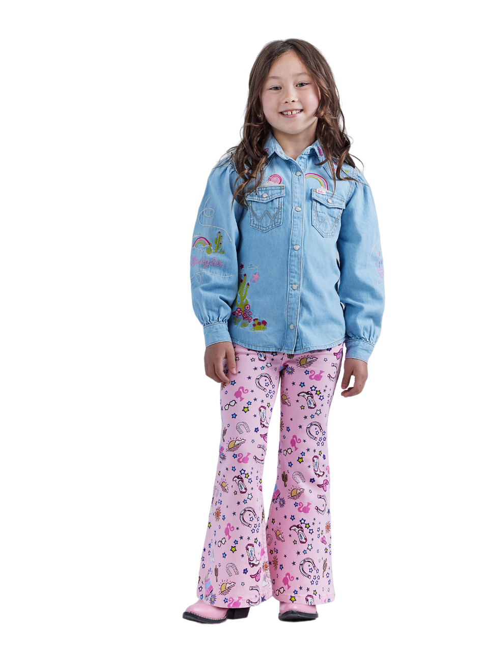 Wrangler Youth Girl's Barbie Trumpet Flare In Pinnacle Pink Jeans