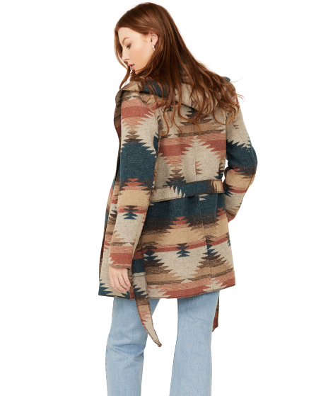 Sidran Women's Southwestern Print Hooded Wrap Jacket