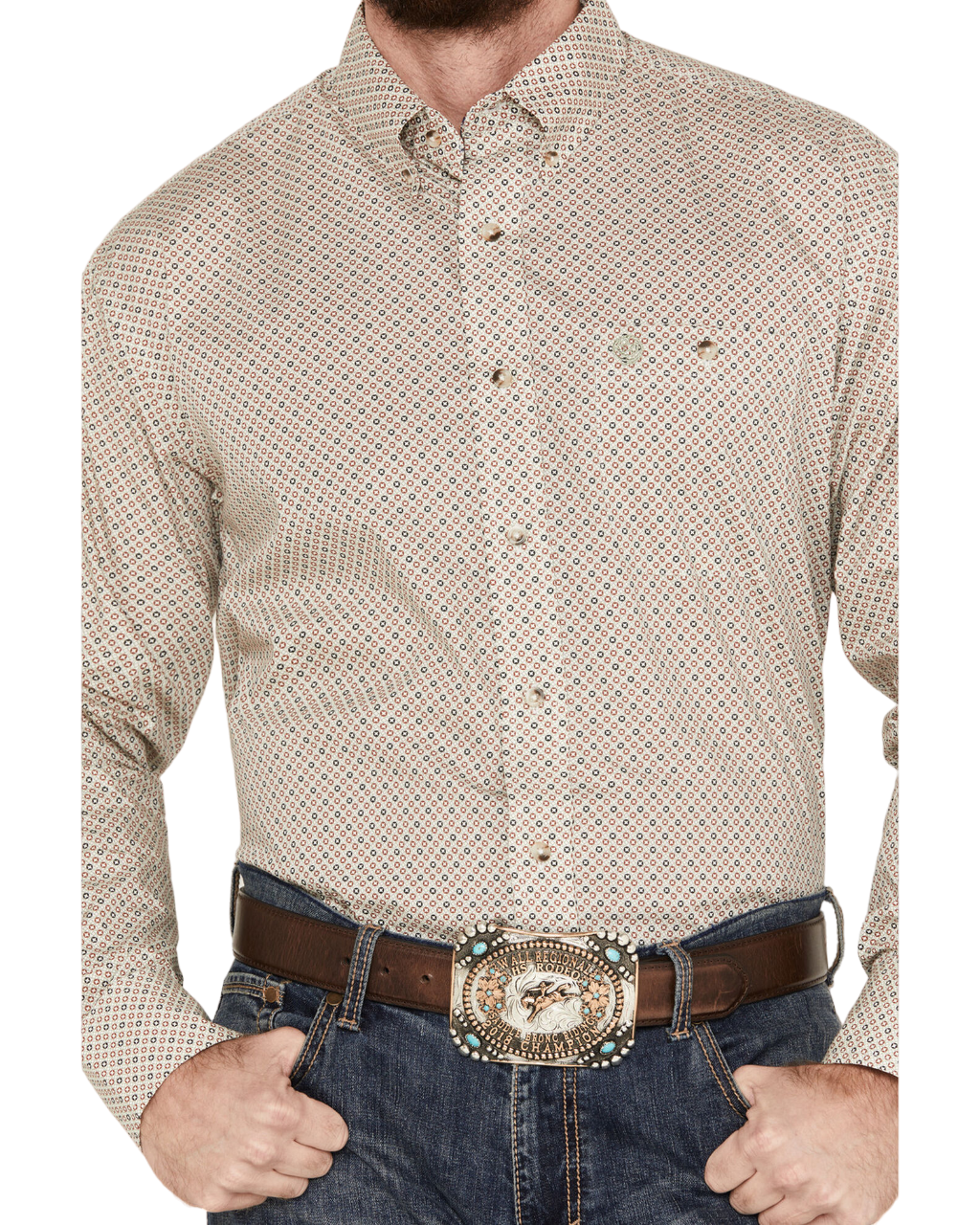 Wrangler Men's George Strait Long Sleeve Geo Print Western Shirt - Big