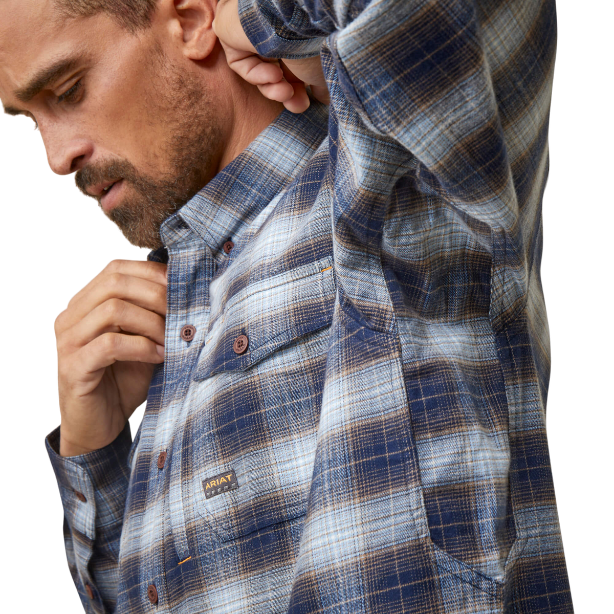 Ariat Men's Rebar Flannel Dura Stretch Work Grey Shirt