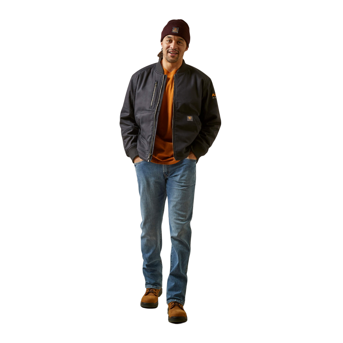 Ariat Men's Black Rebar Stretch Canvas Bomber Jacket
