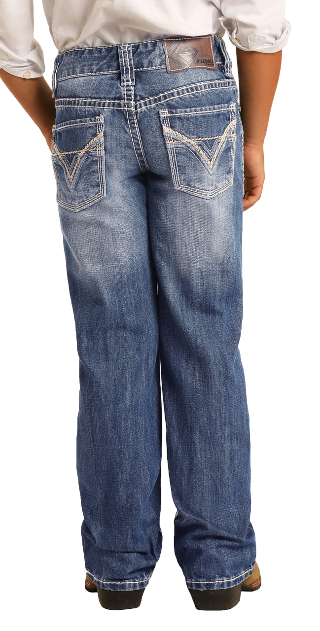 Rock & Roll Youth Boy's Regular Fit Bootcut Blue Jeans