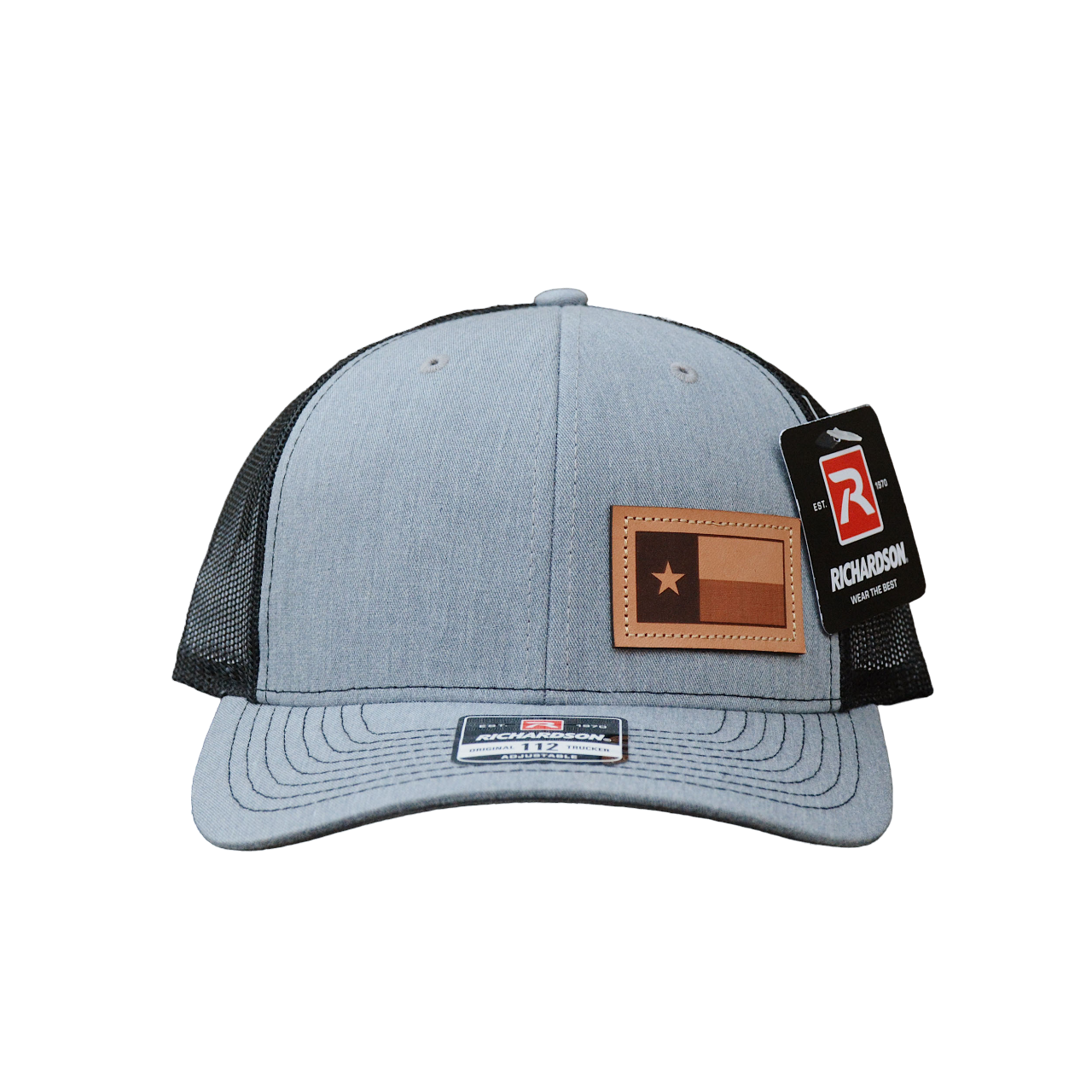 Dally Up Men's Grey Texas Flag Leather Patch Cap