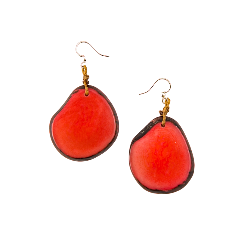 Tagua Women's Amigas Poppy Coral Earrings