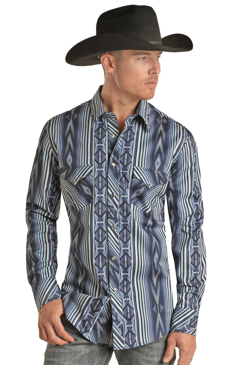 Panhandle Men's Slim Fit Aztec Snap Shirt