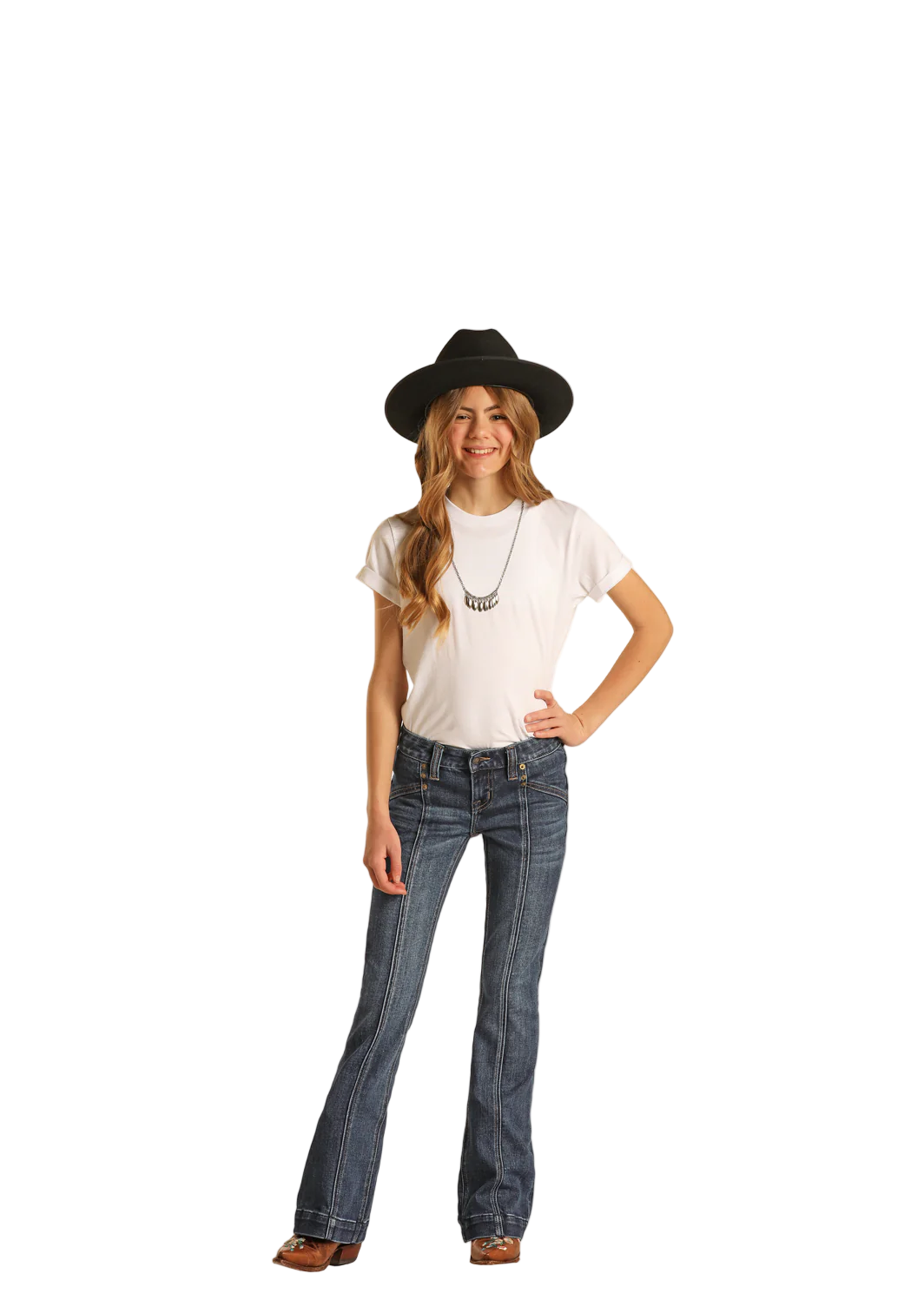 Rock & Roll Youth Girl's Denim Front Seam Trouser Blue Jeans