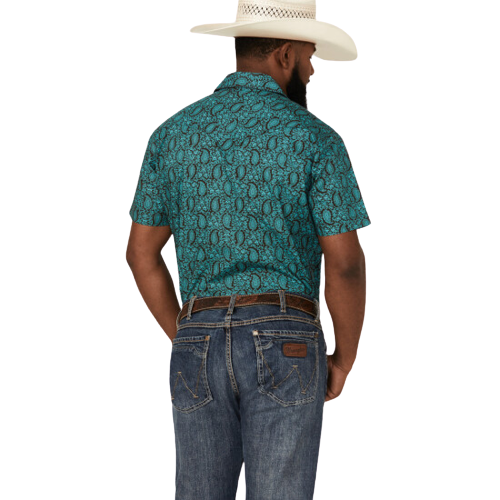 Panhandle Slim Men's Paisley Print Short Sleeve Dark Brown Shirt