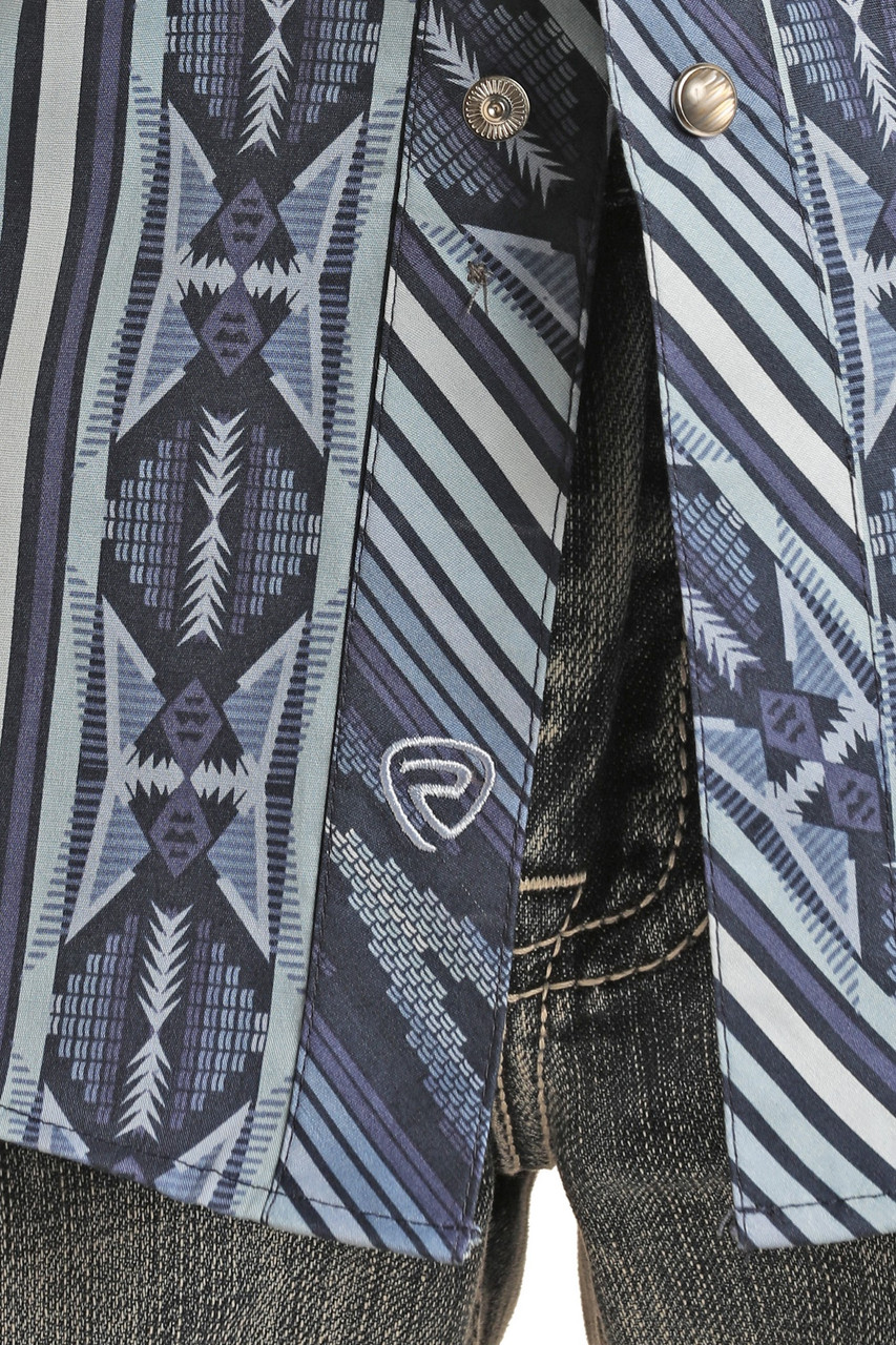 Panhandle Men's Slim Fit Aztec Snap Shirt