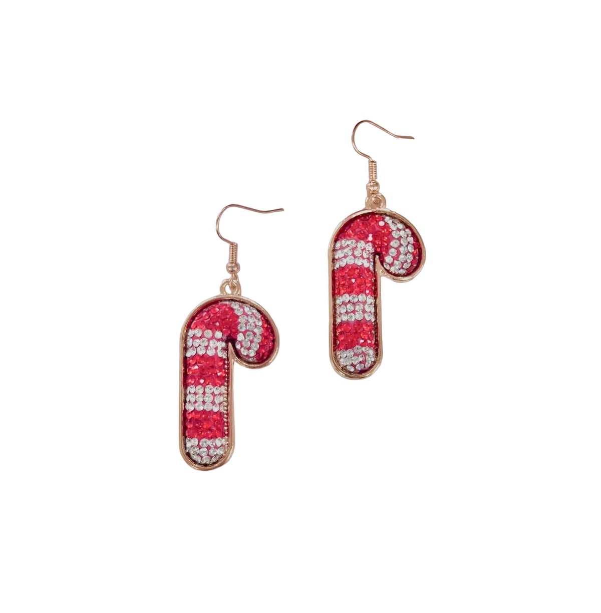 Southern Grace Women's Rhinestone Candy Cane Earrings
