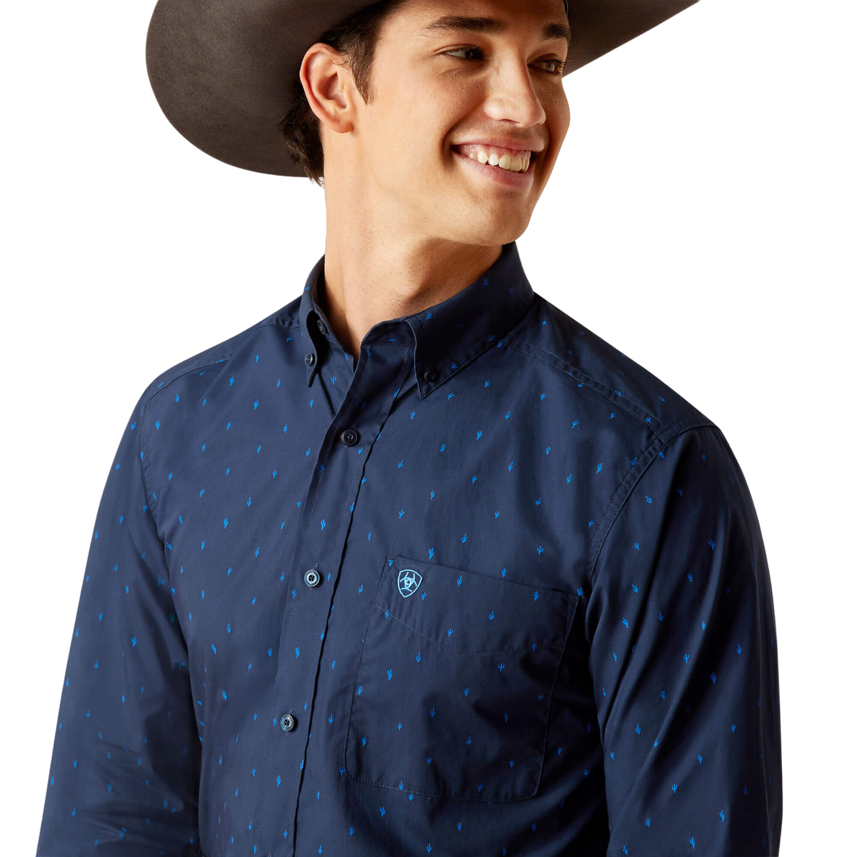 Ariat Men's Pollerd Fitted Blue Shirt