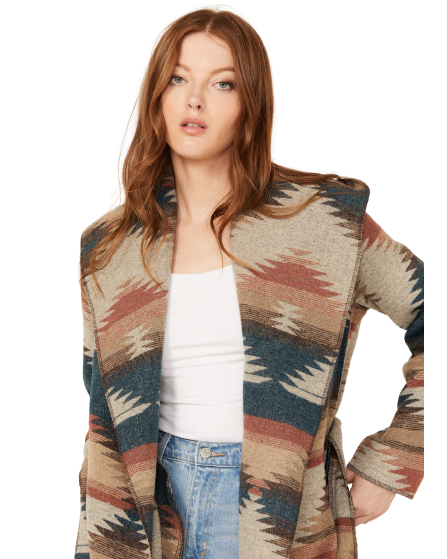 Sidran Women's Southwestern Print Hooded Wrap Jacket