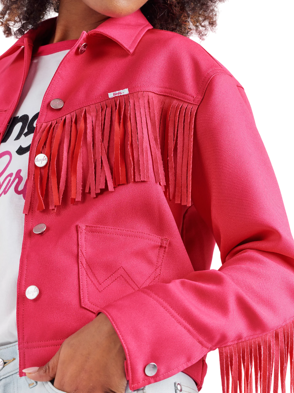 Wrangler Women's Barbie Fringe Wrancher In Barbie Pink Jacket