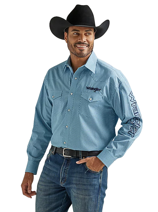 Wrangler Men's Logo Blue Shirt