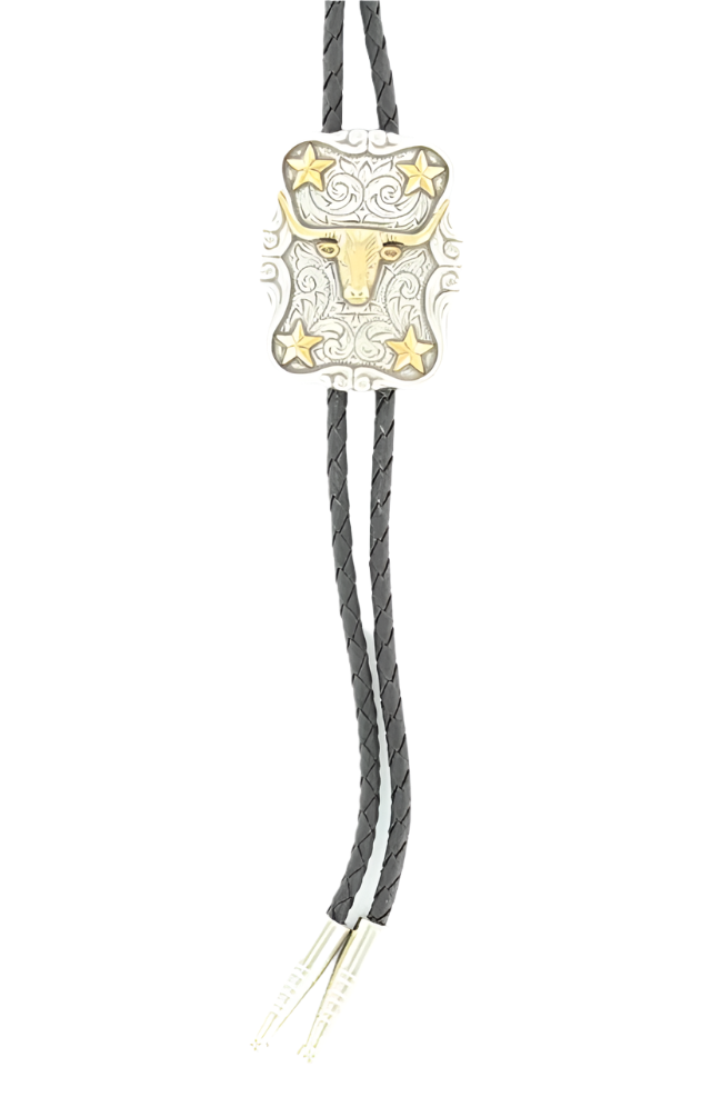 M&F Men's Longhorn Star Bolo Grey Tie