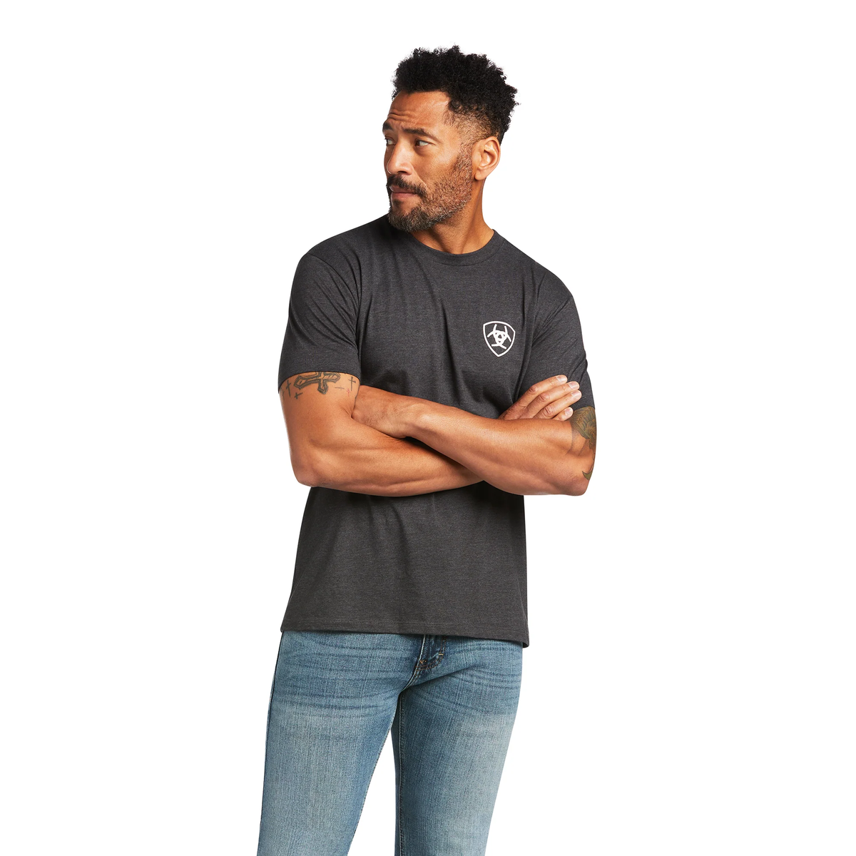 Ariat Men's Longhorn Short Sleeve Charcoal Heather T-Shirt