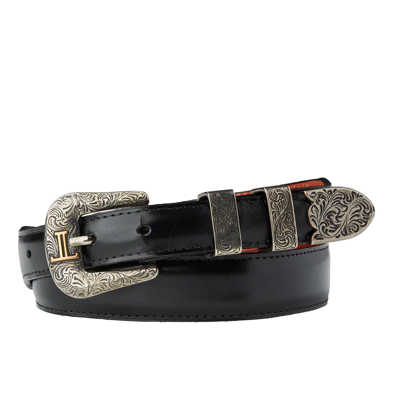 Lucchese Boot Men's Smooth Goat Leather Black Belt