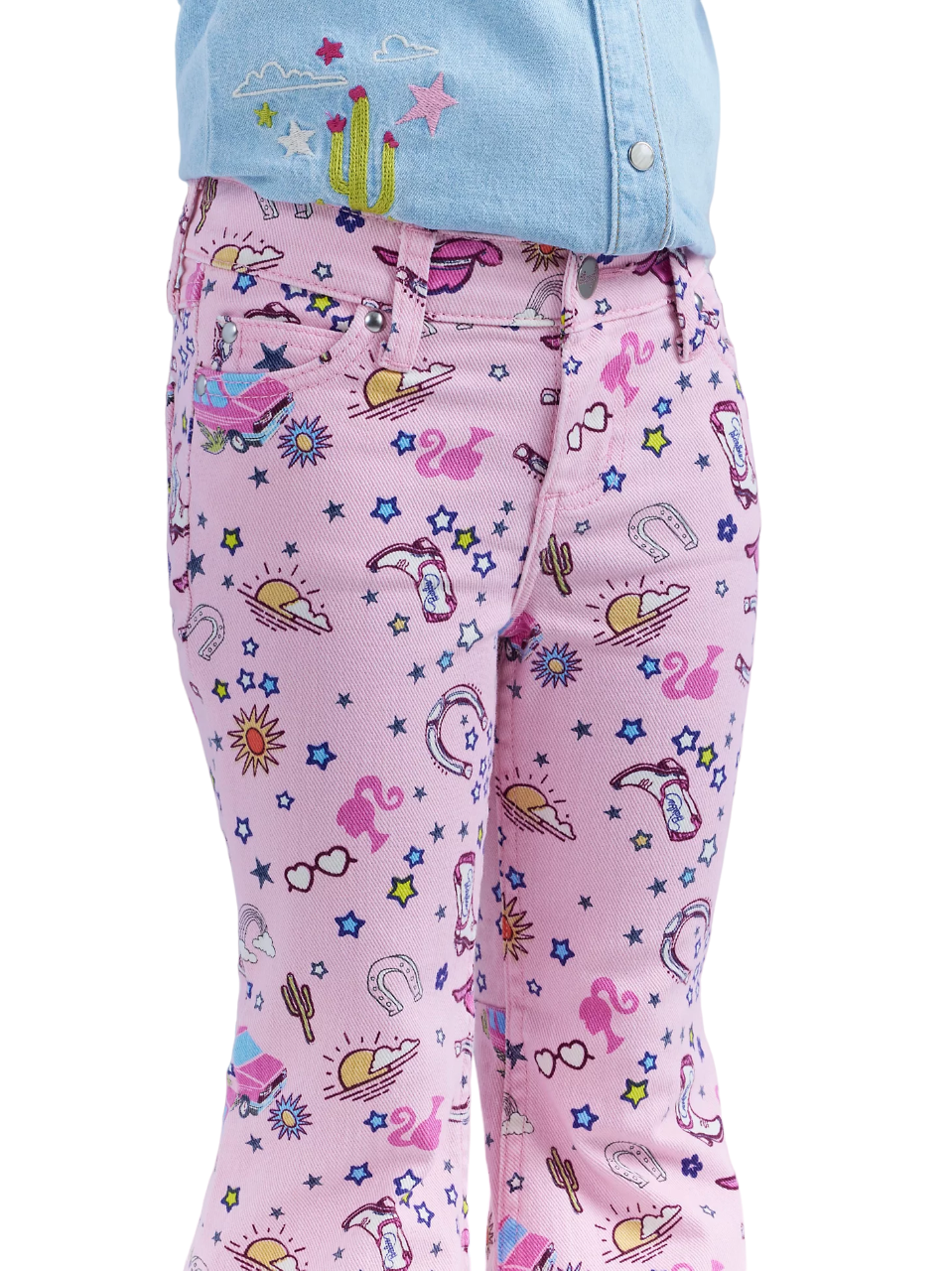 Wrangler Youth Girl's Barbie Trumpet Flare In Pinnacle Pink Jeans