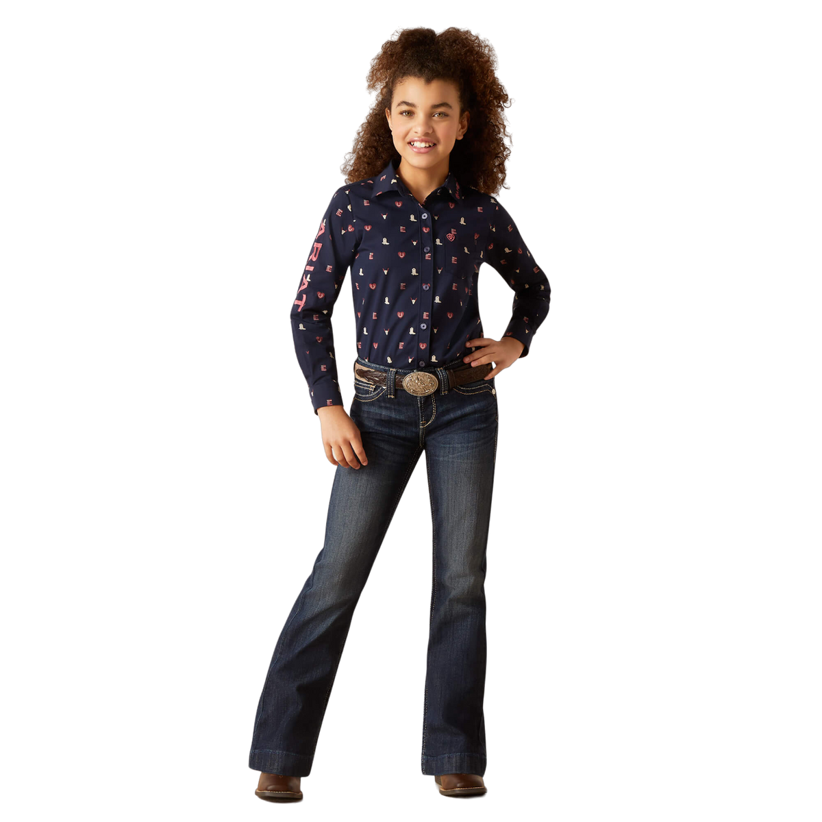 Ariat Youth Girl's Team Kirby Blue Shirt