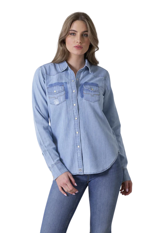 Kimes Ranch Women's Destroy Wash Kaycee Denim Top