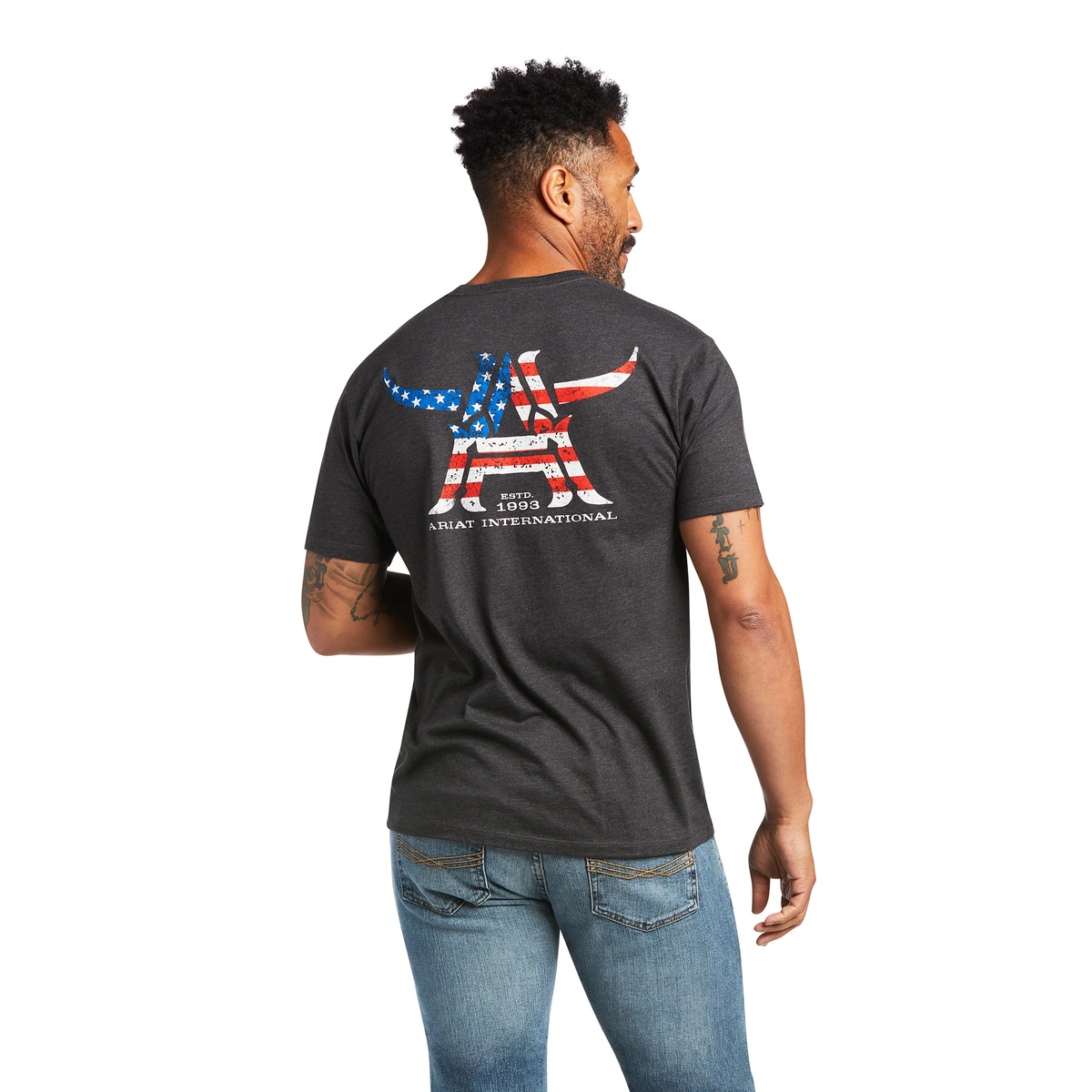 Ariat Men's Longhorn Short Sleeve Charcoal Heather T-Shirt