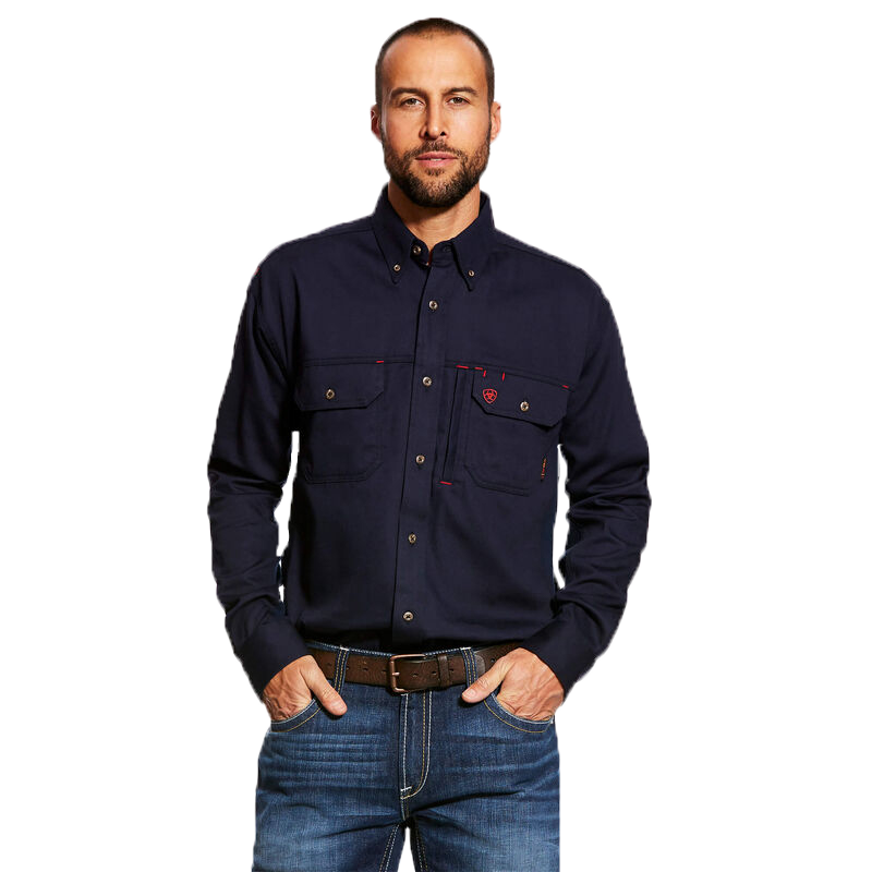 Ariat Flame Resistant Navy Solid Vent Work Shirt