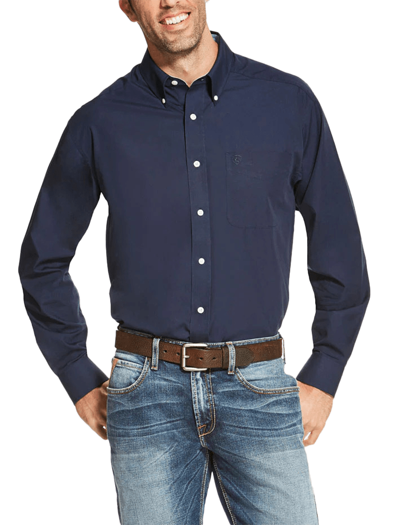 Ariat Solid Long Sleeve Navy Blue Shirt - Big