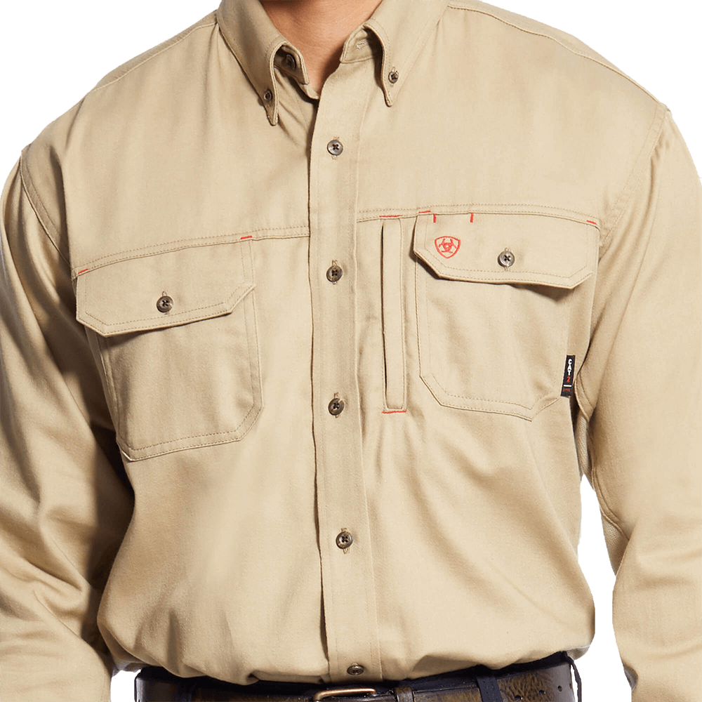 Ariat Fr Solid Khaki Vent Work Shirt