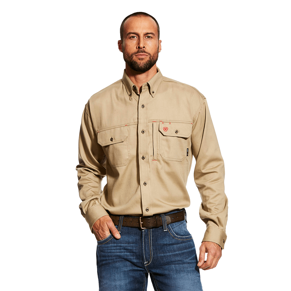Ariat Fr Solid Khaki Vent Work Shirt