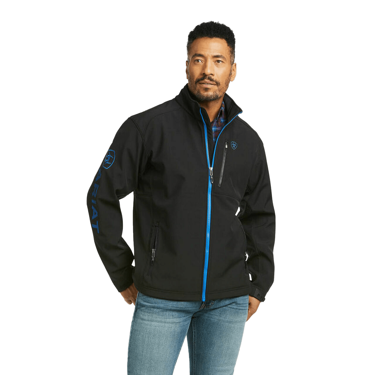 Ariat Men's Black & Cobalt Logo 2.0 Softshell Jacket