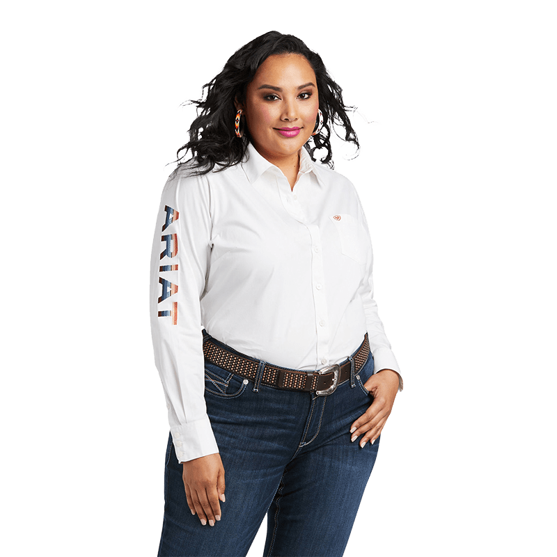 Ariat Women's Team Kirby Long Sleeve Stretch White Shirt