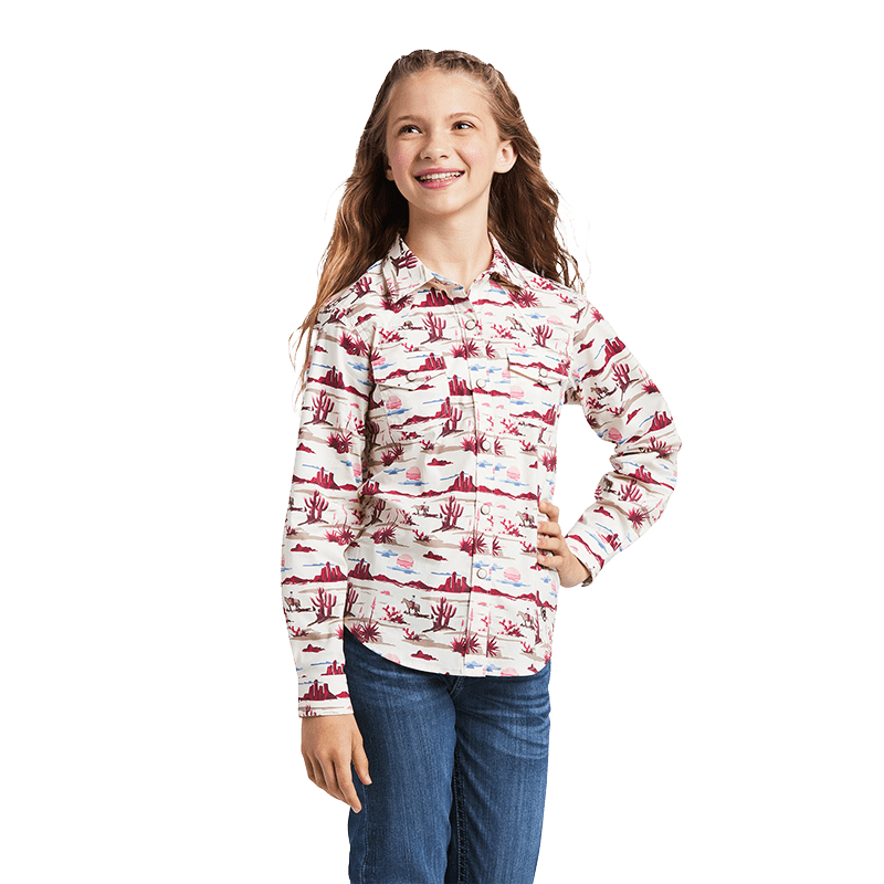 Ariat Youth Girl's Real Yuma Landscape Print Multicolor Shirt