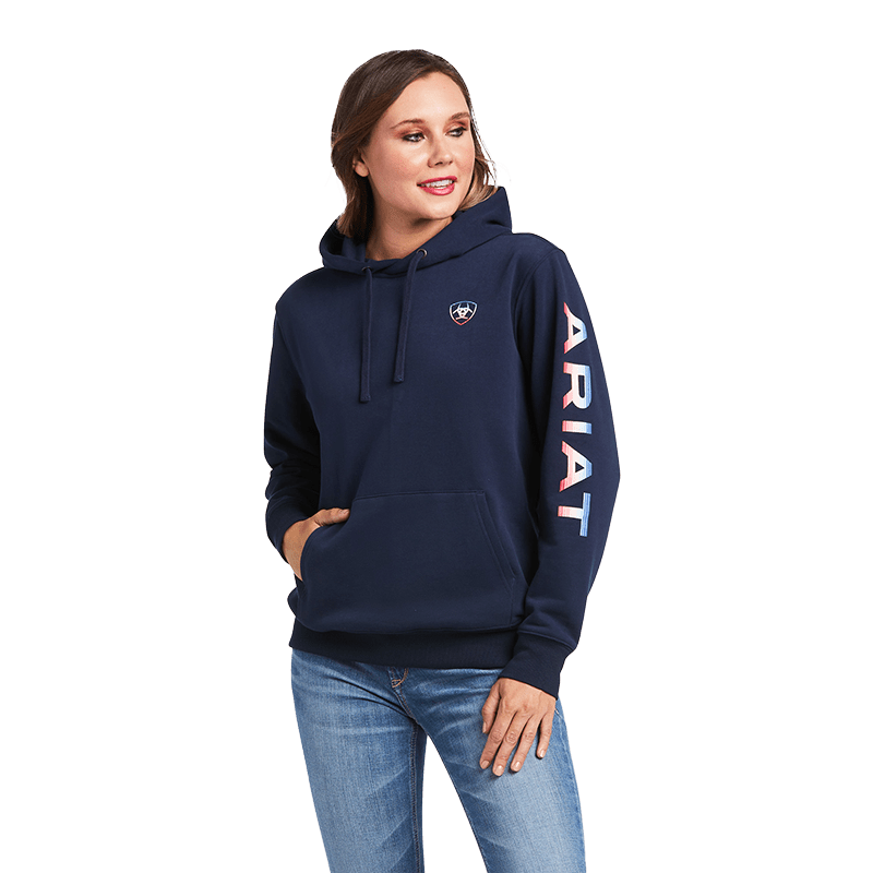 Ariat Women's Navy Serape Logo Arm Hoodie