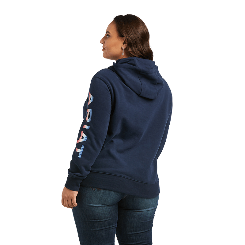 Ariat Women's Navy Serape Logo Arm Hoodie