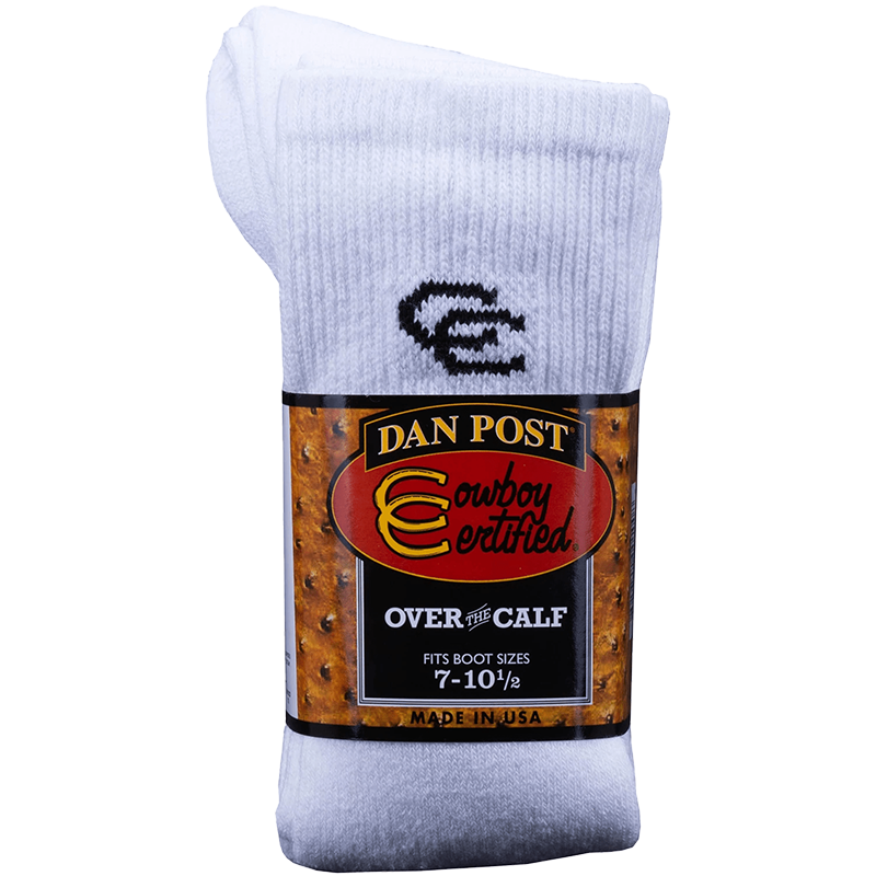 Dan Post Men's White Over The Calf Socks