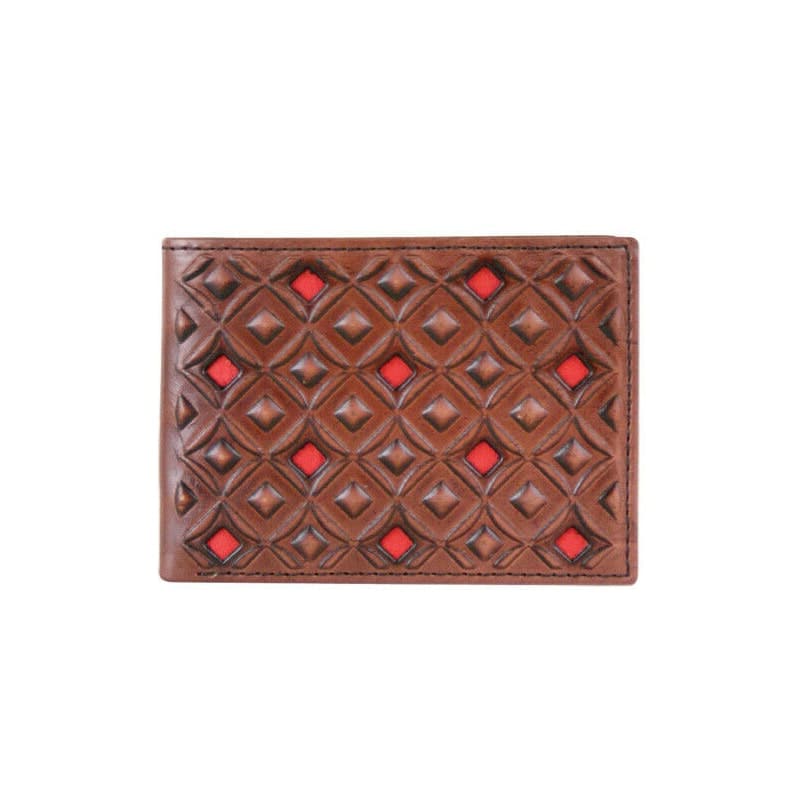 Hooey Leathers Signature Brown Bifold Diamond Cutouts & Black Thread Wallet