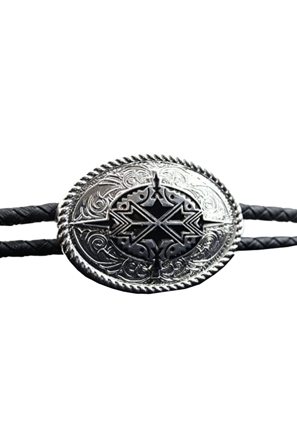 M&F Oval Gold & Black Bolo Tie