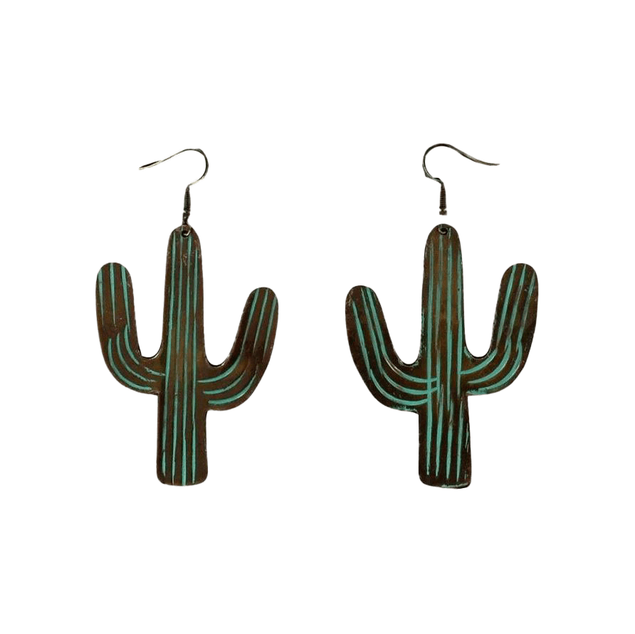 Blazin Roxx Women's Cactus Patina Colored Green Earrings