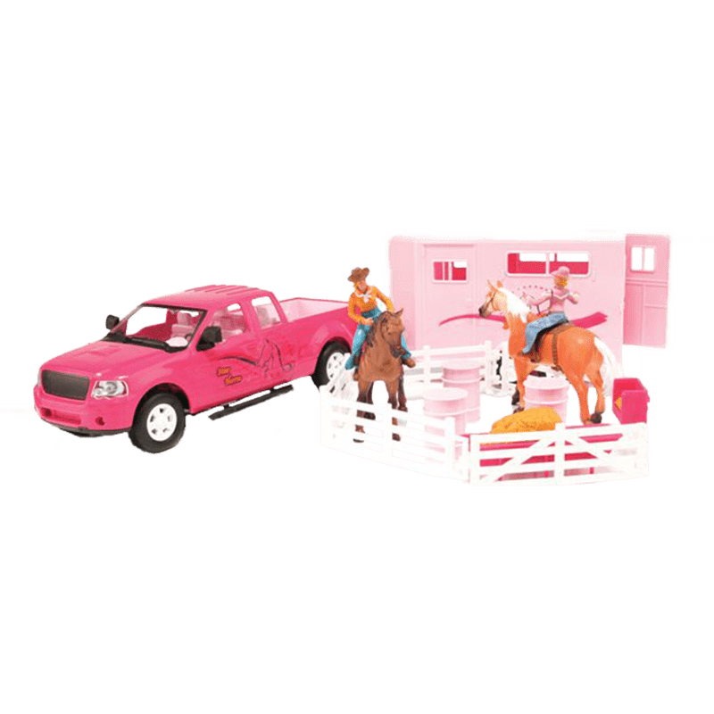 Pink truck and clearance horse trailer toy