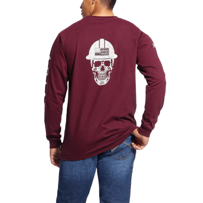 Ariat Men's Flame Resistant Malbec Skull Red Tee Shirt