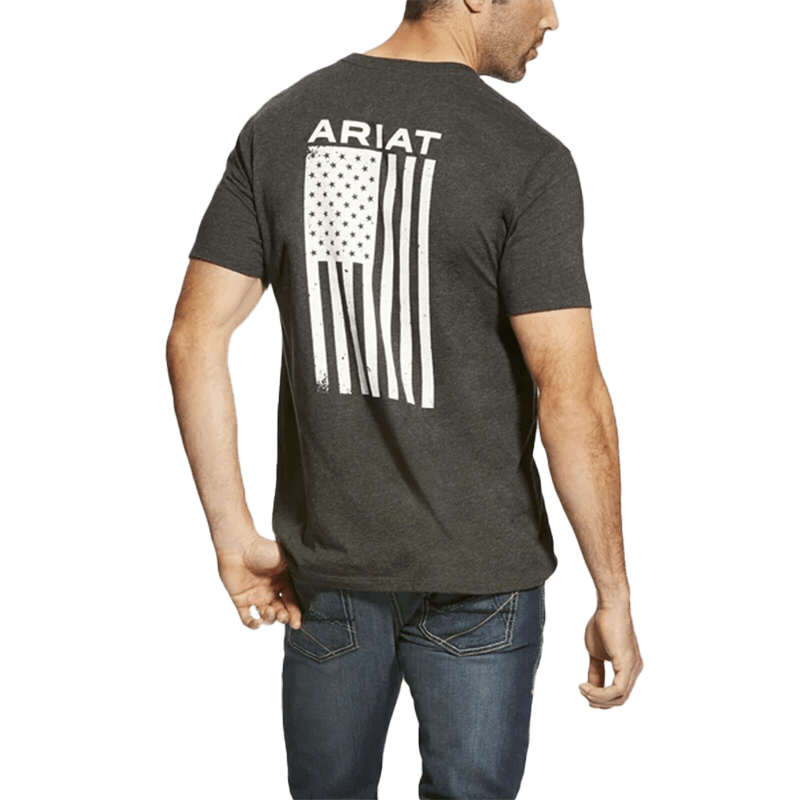 Ariat Men's Charcoal Grey Logo Flag T-Shirt